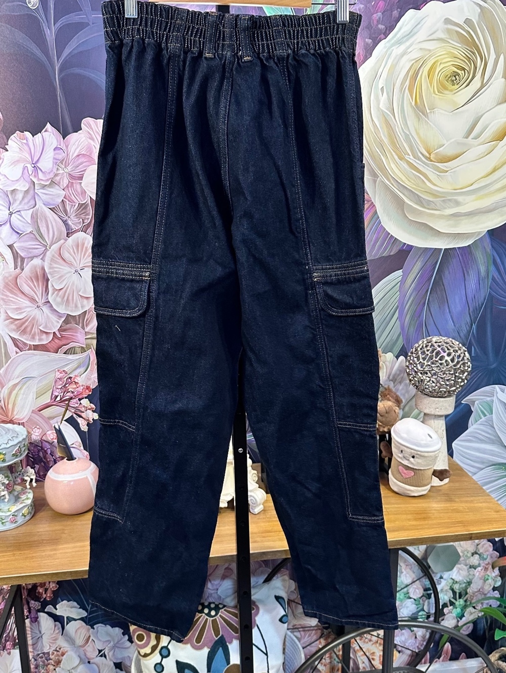 BDG Urban Outfitters W30/L32 Blaine Cargo Skate Jeans Baggy Y2K Dark Wash Womens - Picture 6 of 13